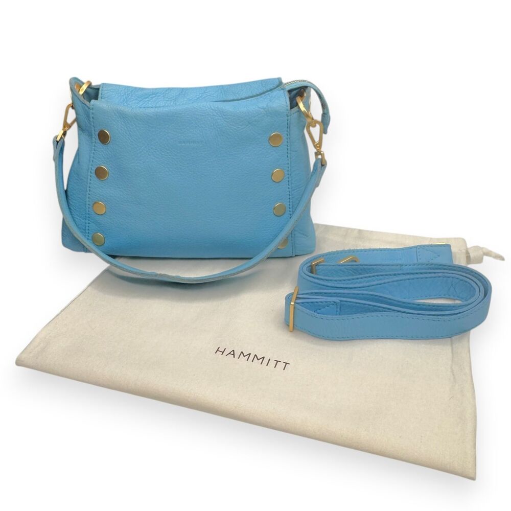 Hammitt Bryant Medium Sea Sprite Blue Leather Crossbody Shoulder Bag EUC - Picture 12 of 15
